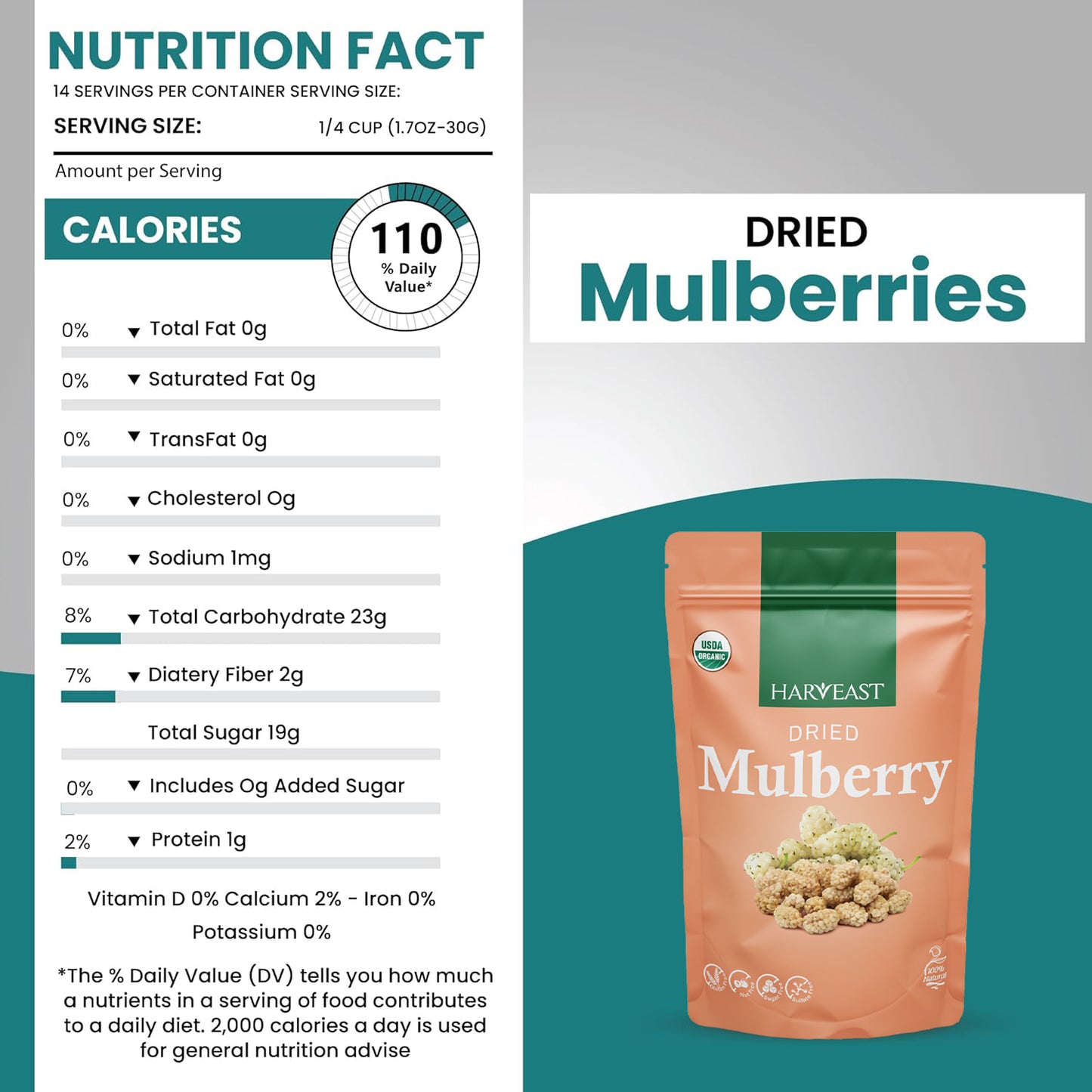 HARVEAST Turkish Dried Mulberries