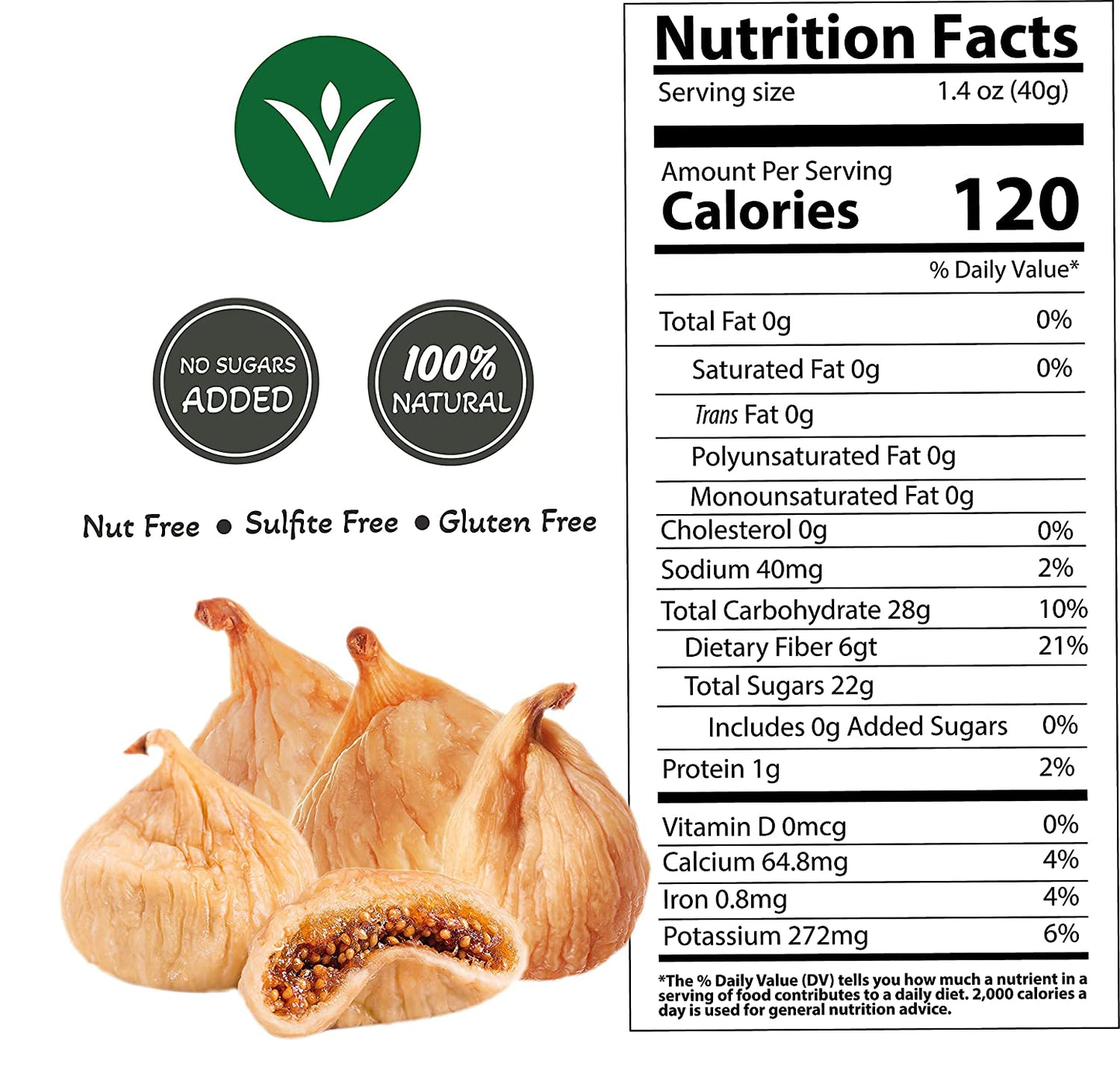 HARVEAST Sun Dried Figs - Natural Turkish Whole Dried Smyrna Figs Fruit, No Sugar Added, Non-GMO, Unsulfured, Gluten Free & Kosher – Tender & Sweet Dehydrated Figs Vegan Snack in Resealable Bag