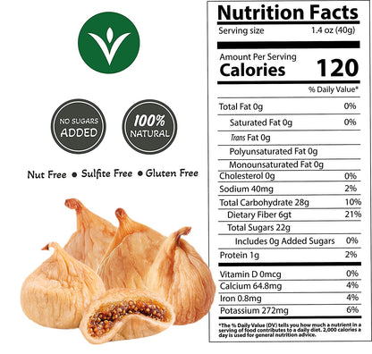 HARVEAST Sun Dried Figs - Natural Turkish Whole Dried Smyrna Figs Fruit, No Sugar Added, Non-GMO, Unsulfured, Gluten Free & Kosher – Tender & Sweet Dehydrated Figs Vegan Snack in Resealable Bag